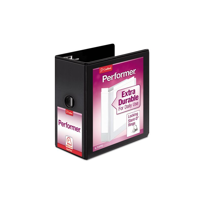 Cardinal Performer ClearVue Slant-D Ring Binder, 3 Rings, 5" Capacity, 11 x 8.5, Black