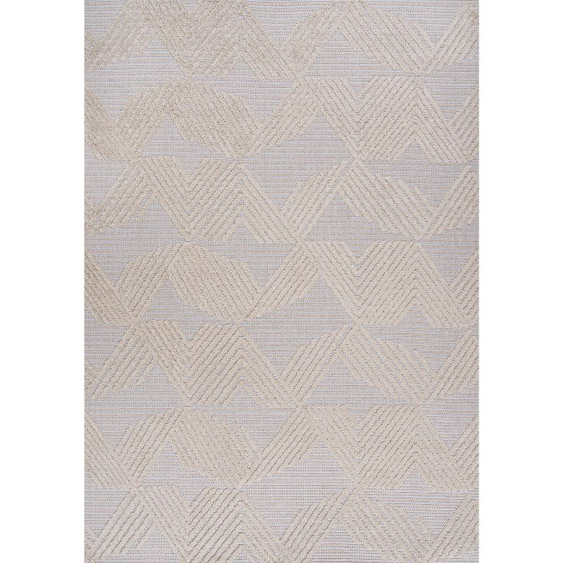 8'x10' Jazz High-Low Pile Art Deco Geometric Indoor/Outdoor Area Rug, Beige - JONATHAN Y