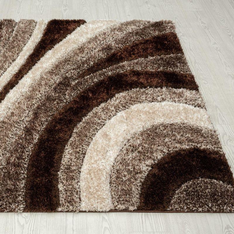 Luxe Weavers Modern Shag Geometric Area Rug, Brown 5x7