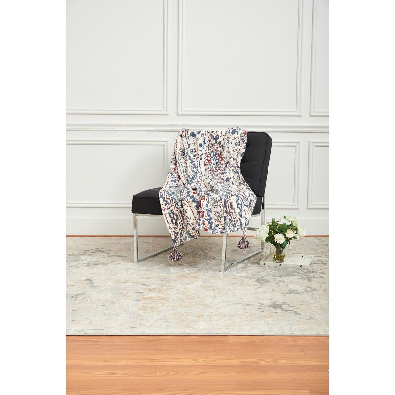 C&F Home 50" x 60" Taarush Red & Blue Grunge Pattern w/ Tassels Cotton Super Soft Cozy Accent Throw Blanket