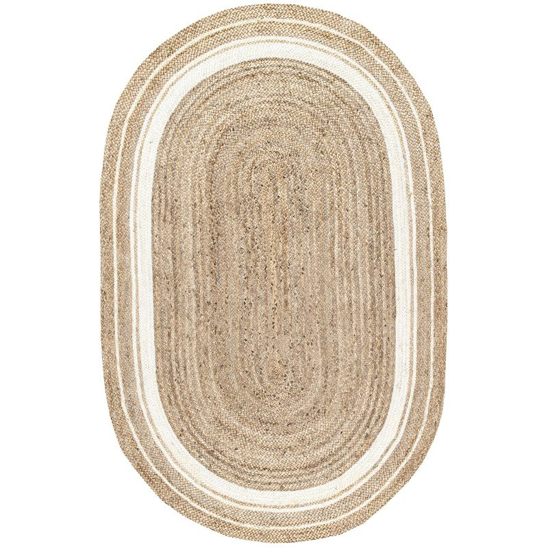 nuLOOM Rikki Coastal Braided Jute Area Rug, Oval 3' x 5', Off White