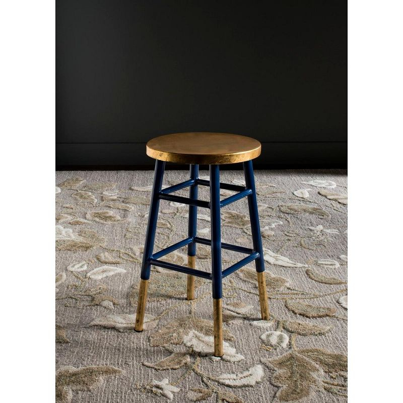Emery Dipped Gold Leaf Counter Stool - FOX3231 - Navy/Gold - Safavieh Couture