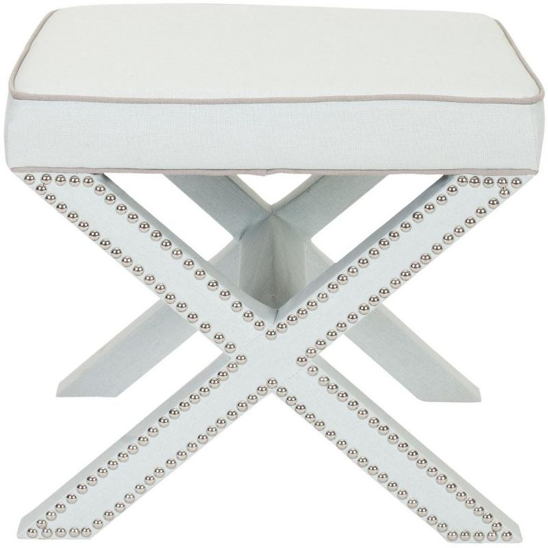 Palmer Ottoman With Silver Nailhead - MCR4589 - Robins Egg Blue - Safavieh