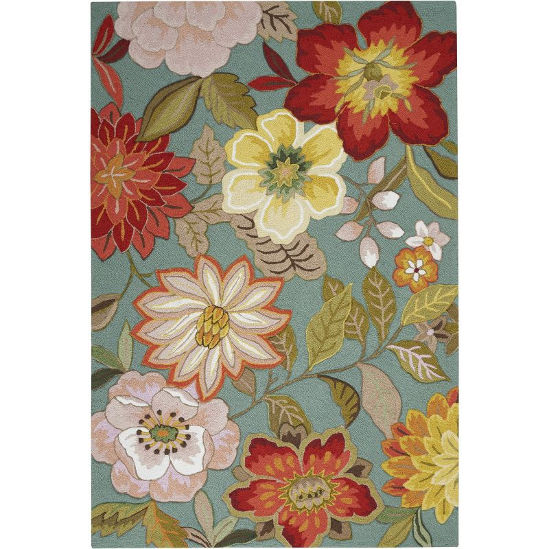 Nourison Fantasy FA18 Aqua Area Rug 5' x 7'6"