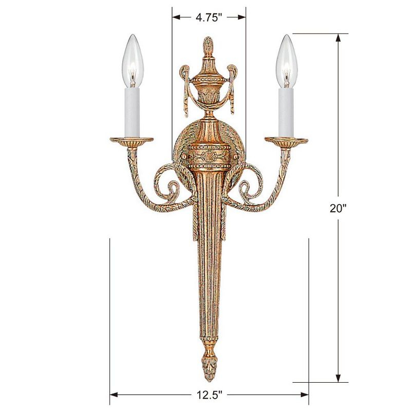 Crystorama Lighting Cast Brass Wall Mount 2 - Light Sconce in  Matte Brass