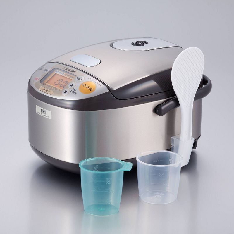 Zojirushi Induction Heating Rice Cooker & Warmer, 3 cups (uncooked), Stainless Dark Brown, Made in Japan: Japanese Brand, 7 Settings, NP-GBC05