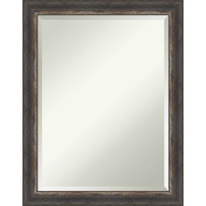 22" x 28" Bark Rustic Framed Bathroom Vanity Wall Mirror Charcoal - Amanti Art: Beveled, Polystyrene Frame, Wall Mounted