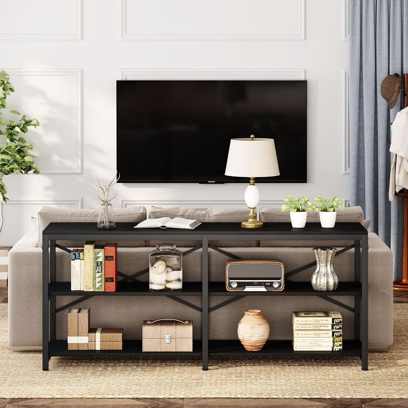 Tribesigns 55 Inches 3 Tiers TV Stand Console Long Sofa Table, Black