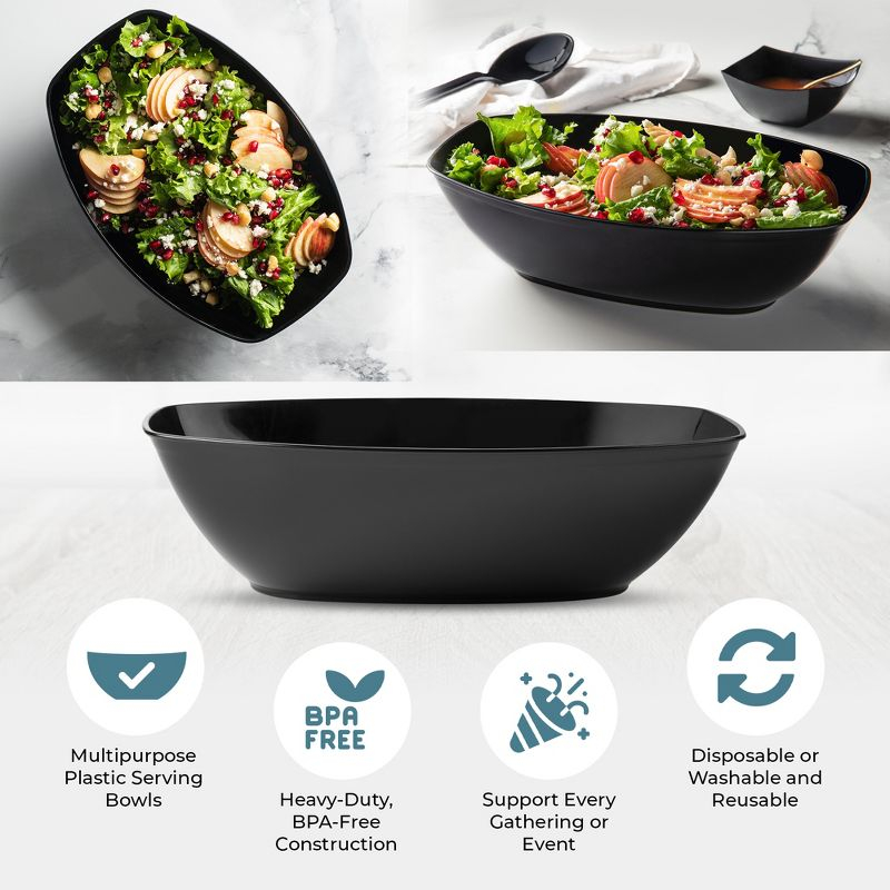 Posh Setting Black Oval Salad Bowl - 72 oz. - 4 Pack