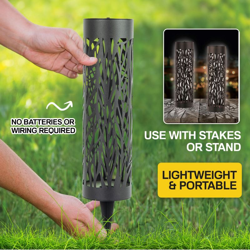 Bell + Howell Black Bollard Pathway Lights Solar Powered - Pack of 4
