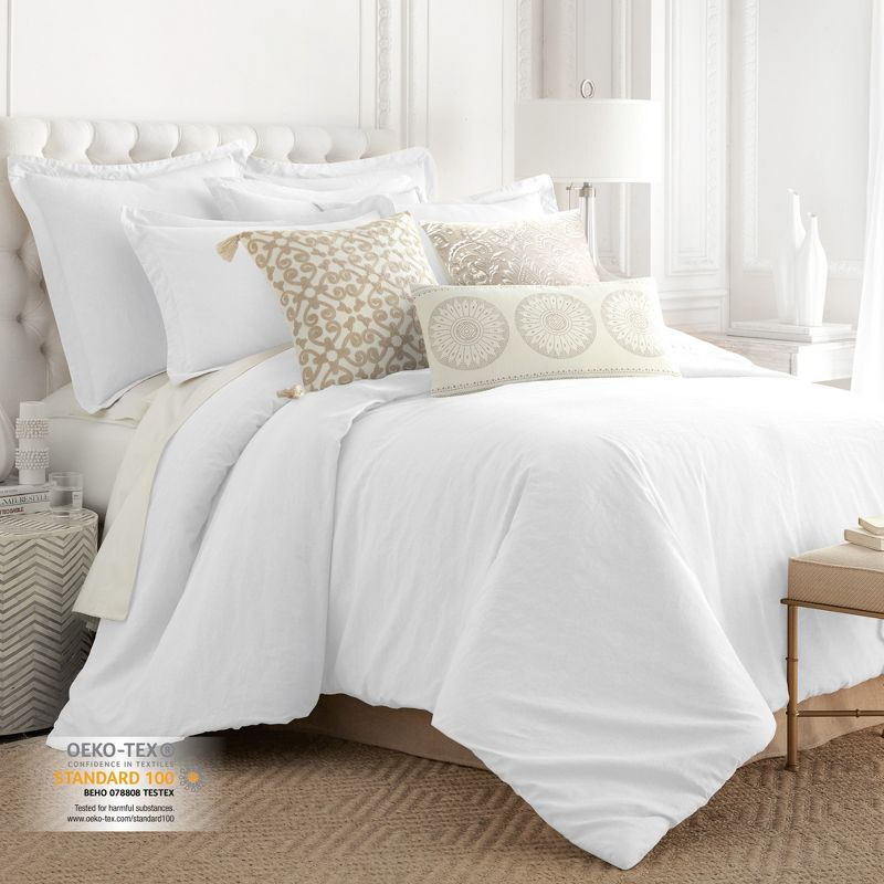 Washed Linen Full/Queen Duvet Cover - White - Levtex Home