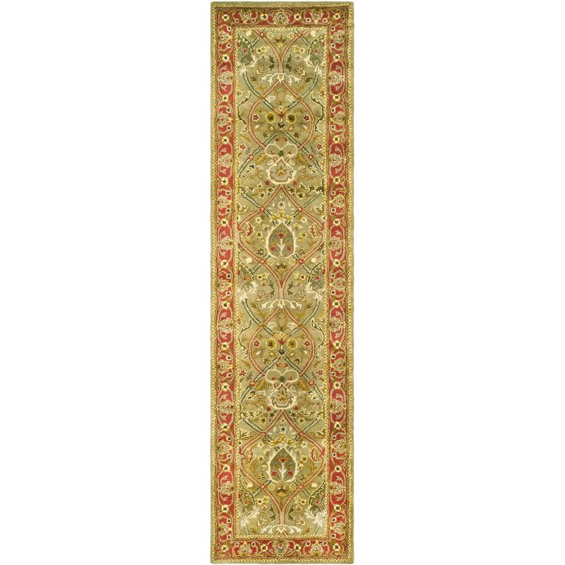 Persian Legend PL819 Hand Tufted Indoor Runner Rug - 2'6"x18' - Light Green/Rust - Safavieh