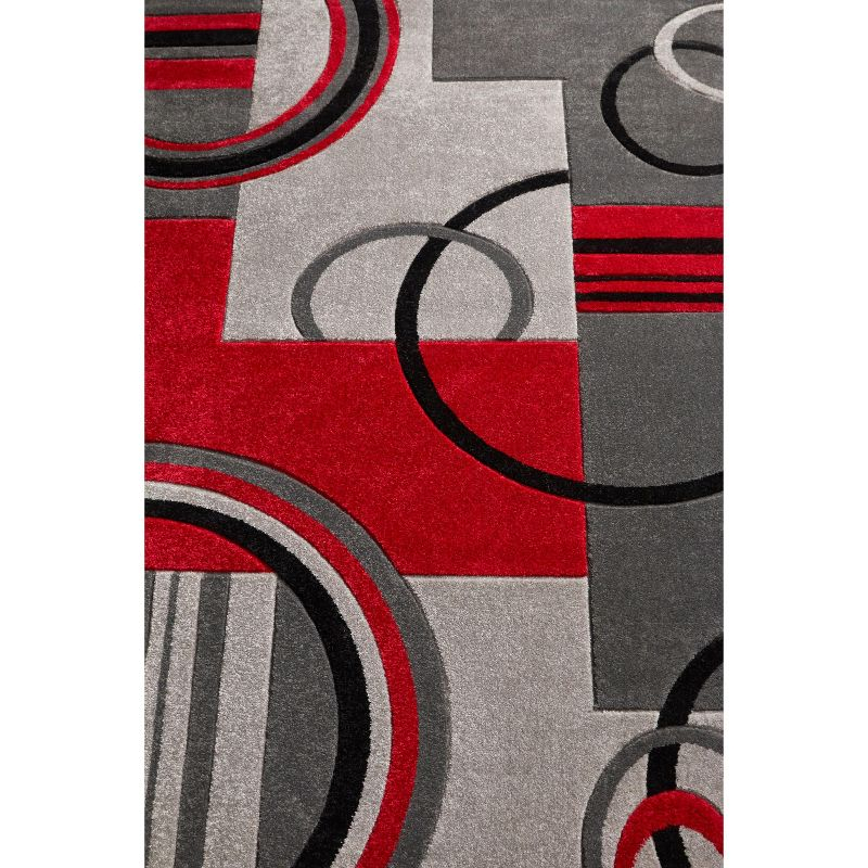 Echo Shapes Circles Modern Geometric Comfy Casual Hand Carved Abstract Contemporary Thick Soft 5'3" Round Blue Area Rug