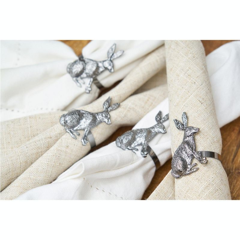 C&F Home Easter Charcoal Bunny Rabbit Napkin Ring, Set of 4