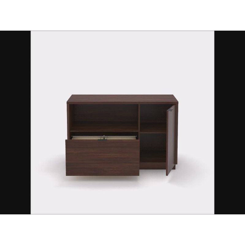 Palo Alto Small Office Credenza Spiced Mahogany - Sauder: Heat & Scratch Resistant, File Storage