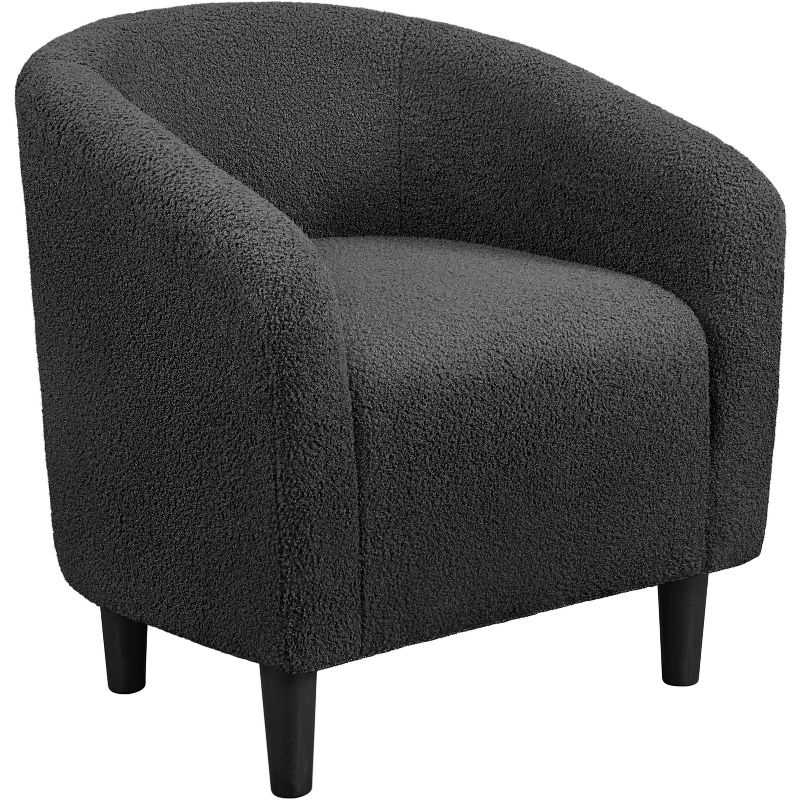 Yaheetech Upholstered Armchair Accent Barrel Chair, Dark Gray