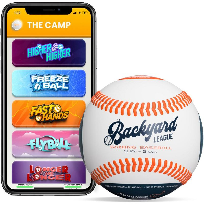Playfinity Backyard League Gaming Baseball For Kids | Real Baseball with Sensors and App | Play, Train, Analyze and Connect with Others - White