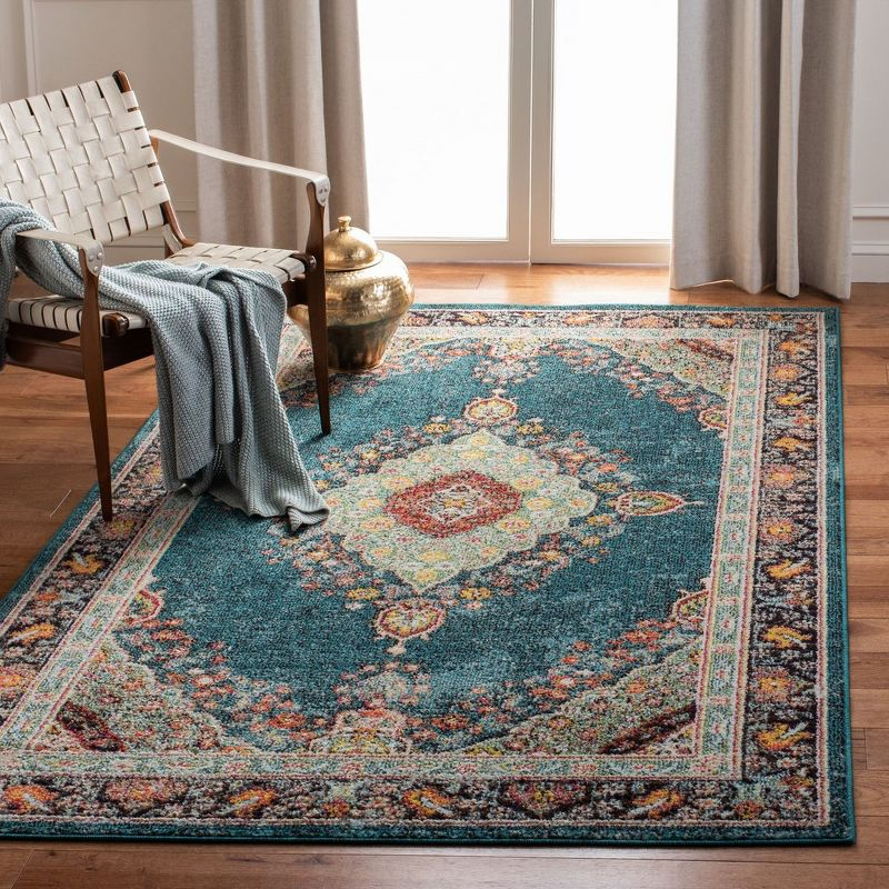 Madison 200 MAD252 Power Loomed Indoor Area Rug - Navy/Turquoise - 4'x6' - Safavieh