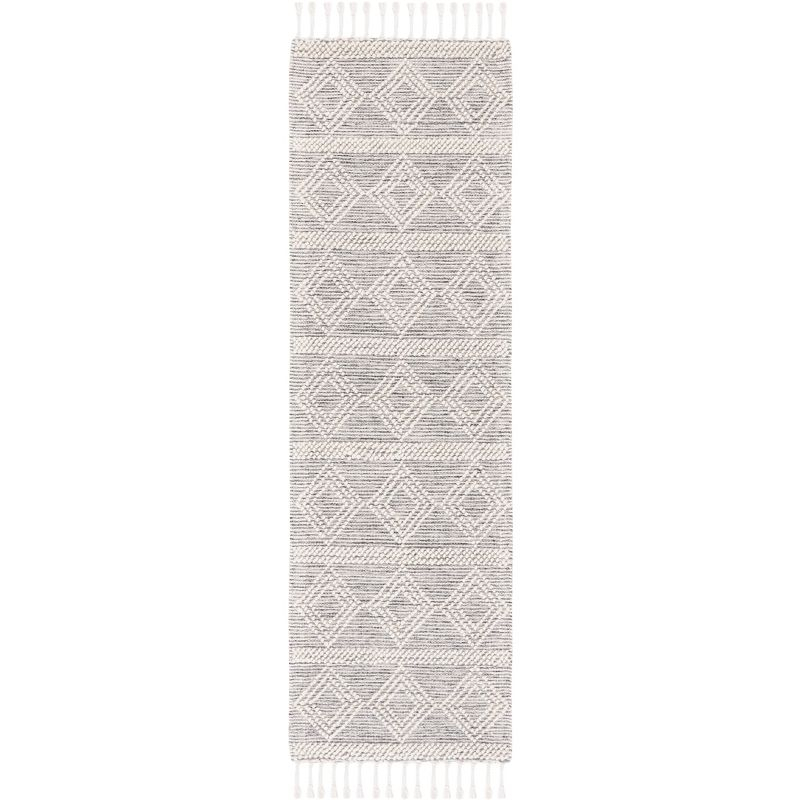 Natura NAT307 Power Loomed Runner Rug - Ivory/Black - 2'3"x8' - Safavieh.