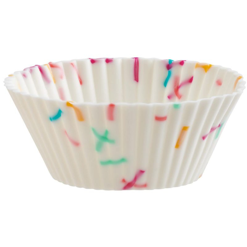 Trudeau Structure White Confetti Silicone Mini Muffin Baking Cups, Set of 24