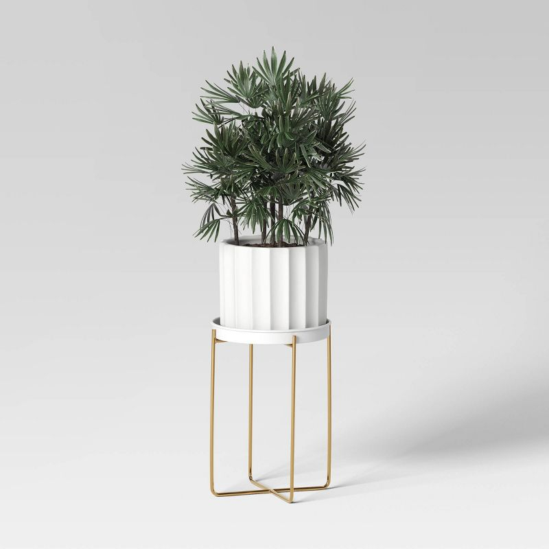 Iron Indoor Outdoor Plant Stand White/Brass - Threshold™