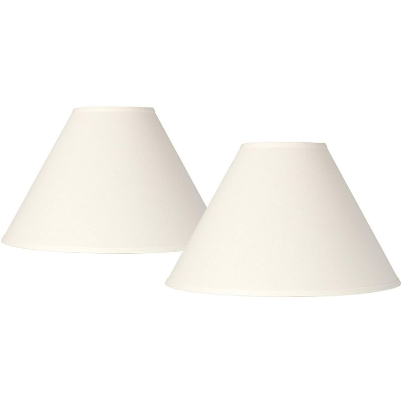 Springcrest Set of 2 Empire Lamp Shades White Linen Chimney Large 6" Top x 17" Bottom x 10" High Spider Harp and Finial Fitting