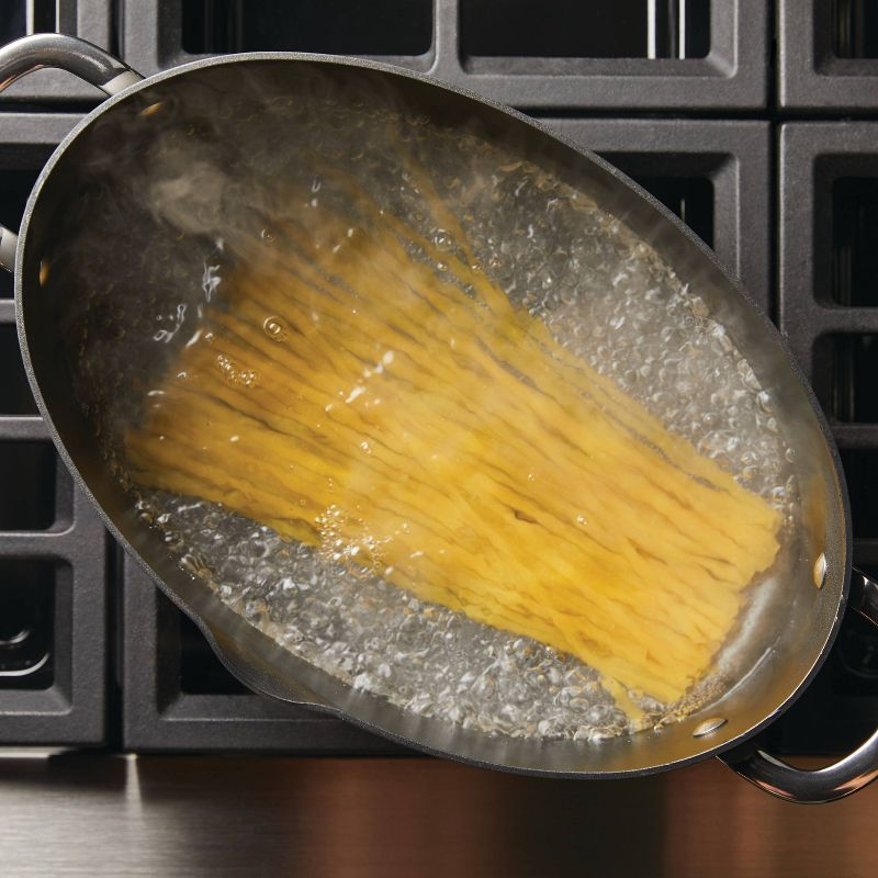 Rachael Ray 8qt Hard Anodized Nonstick Oval Pasta Pot and Braiser Gray: Tempered Glass Lid, Dishwasher & Oven Safe