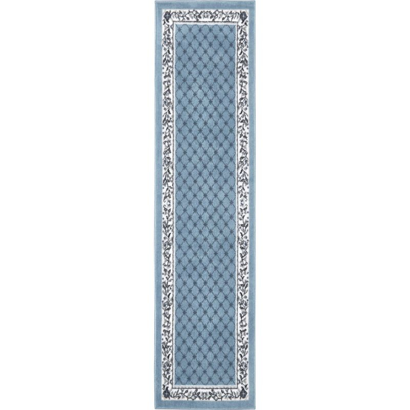 Home Dynamix Premium Aydin Traditional Diamond Floral Runner Area Rug, Blue/Ivory, 1'9"x7'2"