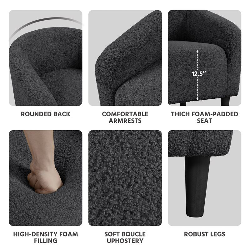 Yaheetech Upholstered Armchair Accent Barrel Chair, Dark Gray