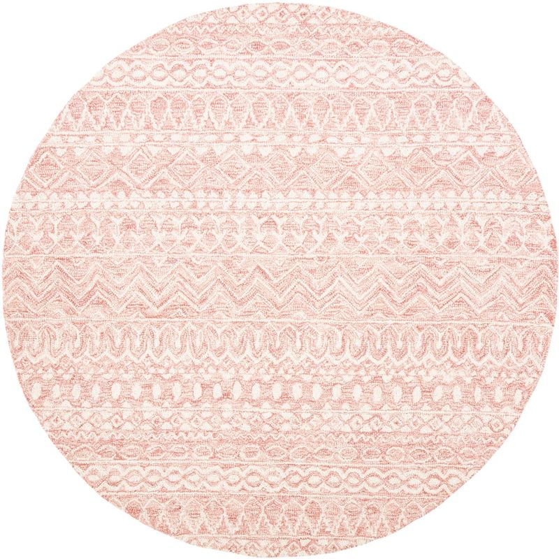 Micro-Loop MLP502 Hand Tufted Indoor Area Rug - Pink/Ivory - 5' Round - Safavieh