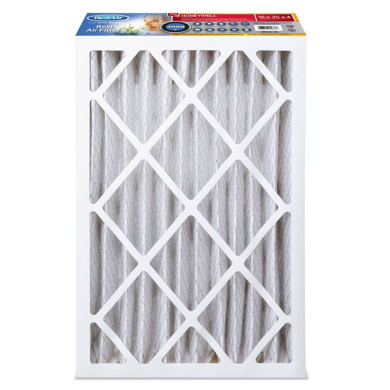 BestAir 3pk 16" x 25" x 4" Honeywell Replacement Air Furnace Filter MERV 13: 4 Inch Electrostatic, EPA Certified