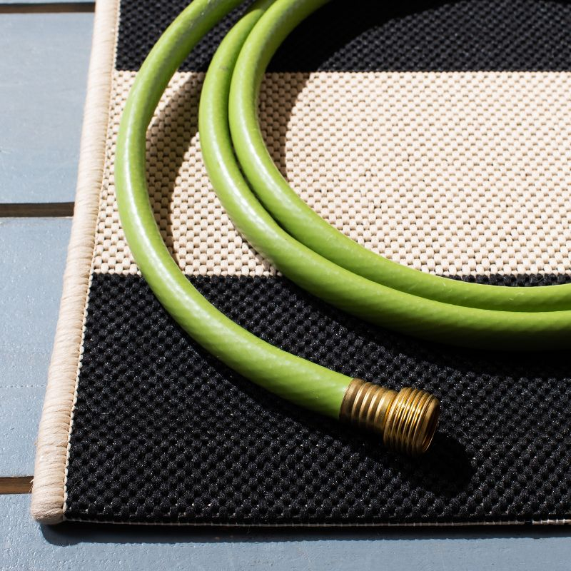 Courtyard CY6812 Power Loomed Indoor/Outdoor Area Rug - Beige/Black - 5'3"x7'7" - Safavieh.