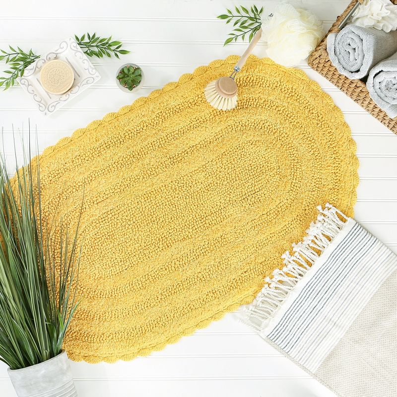 Design Imports Yellow Large Oval Crochet Bath Mat