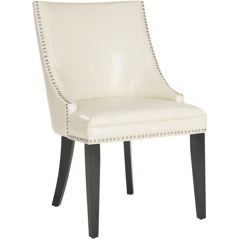 Afton 20"H Side Chair with Nail Heads (Set of 2) - Flat Cream - Safavieh