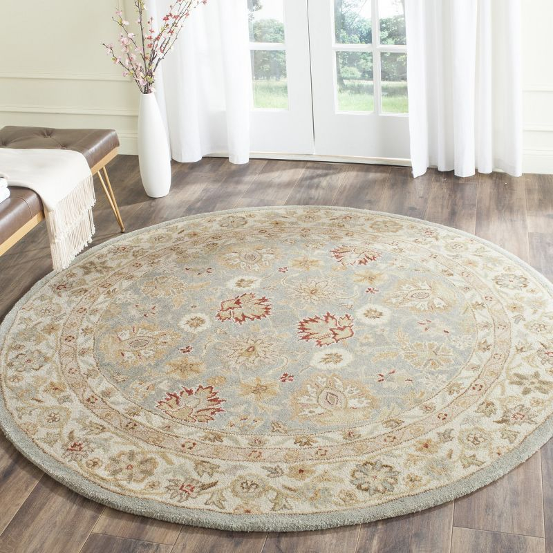 Antiquity AT822 Hand Tufted Accent Rug - Grey Blue/Beige - 3'6" Round - Safavieh.