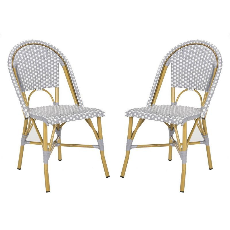 Salcha Side Chair (Set Of 2) - Indoor/Outdoor - FOX5210 - Gray/White - Safavieh