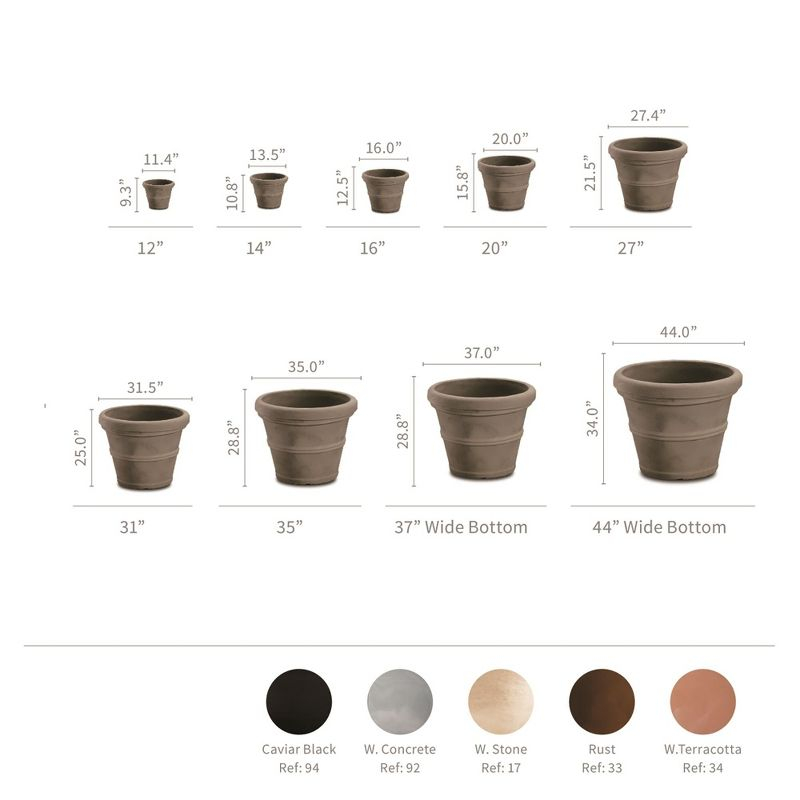Crescent Garden Brunello Classic Rolled-Rim Plant Pot, Rust, 14in