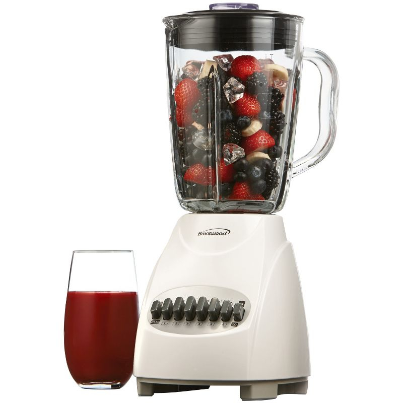 Brentwood 42-Ounce 12-Speed + Pulse Electric Blender with Glass Jar (White)