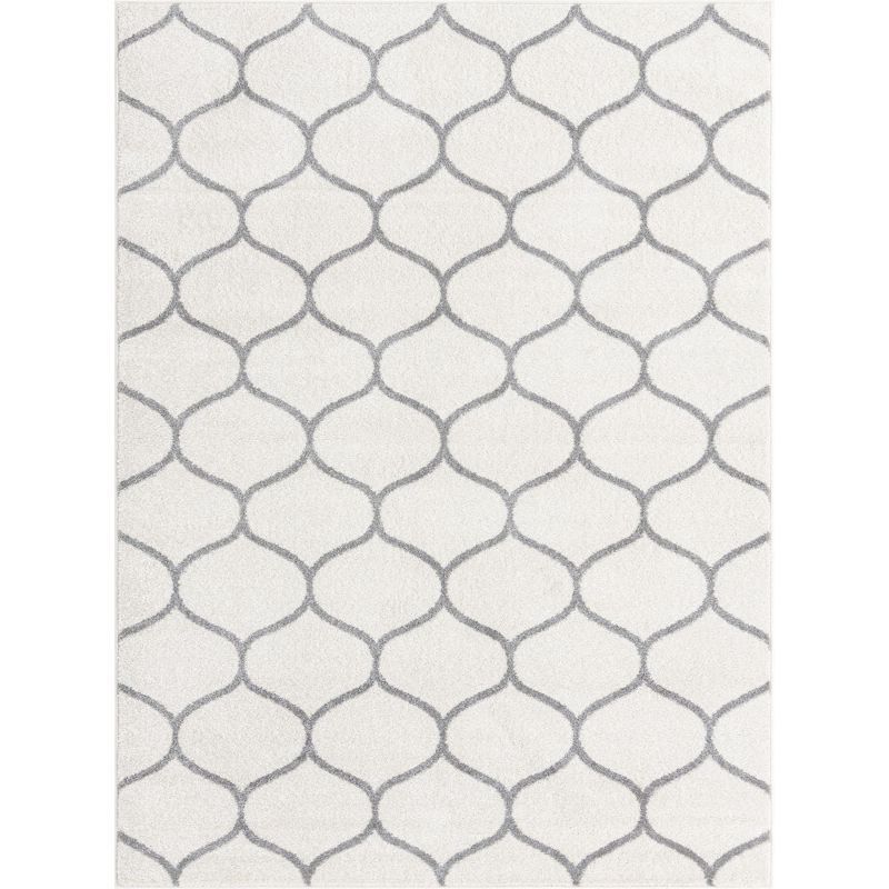 Unique Loom 9' 0 x 12' 0 Trellis Frieze Rounded Ivory Area Rug