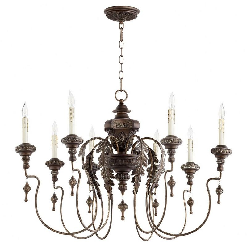 Quorum Lighting Salento 8-Light Chandelier, 8 Bulbs, Vintage Copper, 38 Width, 24 Height