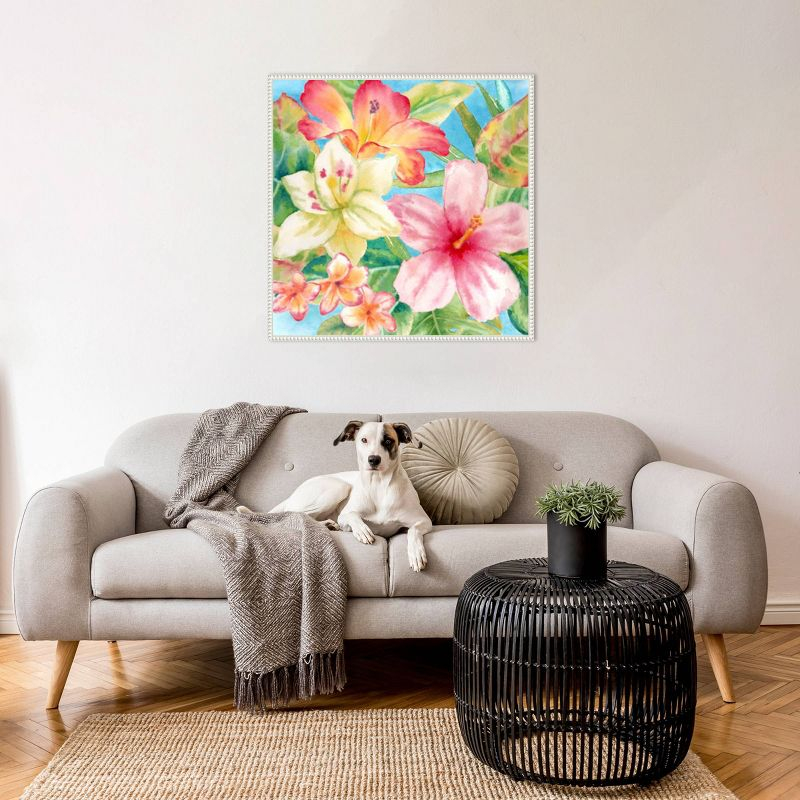 Amanti Art 30"x30" Tropical Island Florals by Cynthia Coulter Framed Canvas Wall Art Print