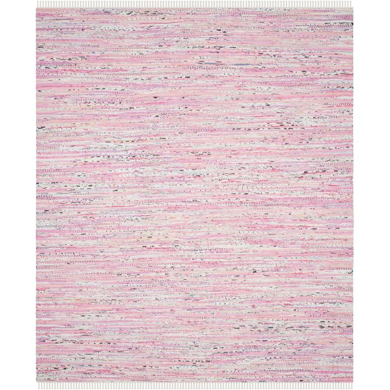 Rag Area Rug RAR125 Hand Woven Area Rug - Light Pink/Multi - 8'x10' - Safavieh.