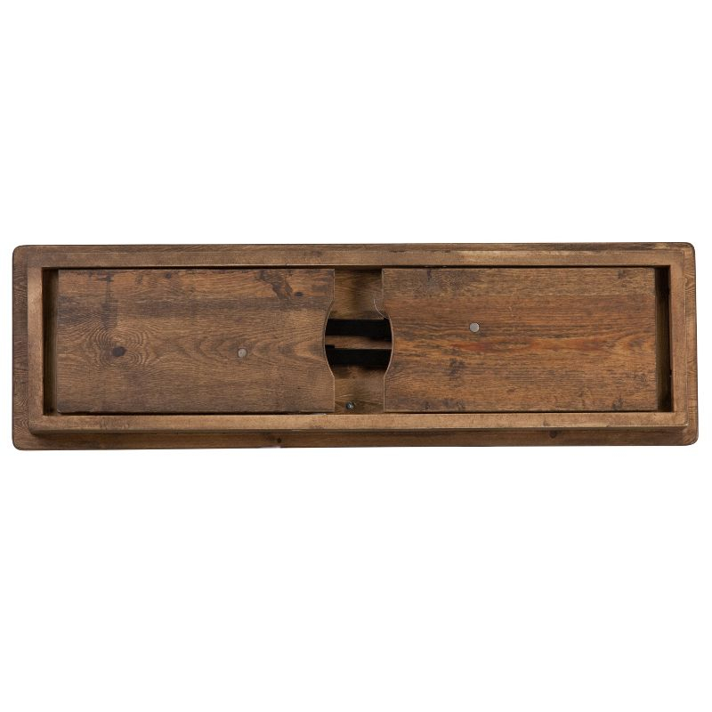 Merrick Lane 40" x 12" Antique Rustic Solid Pine Folding Farmhouse Style Bench