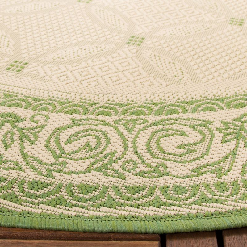 Courtyard CY1502 Power Loomed Indoor and Outdoor Area Rug - Natural/Olive - 5'3" Round - Safavieh