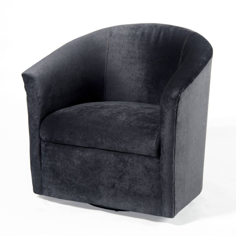 Comfort Pointe Elizabeth Swivel Accent Chair Charcoal: Luxurious Velvet Feel, No Assembly Required