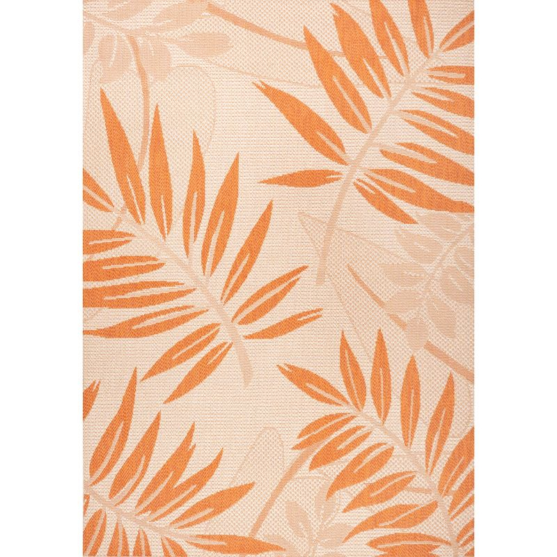 4' x 6' Havana Tropical Palm Leaf Indoor/Outdoor Area Rug, Cream/Orange - JONATHAN Y