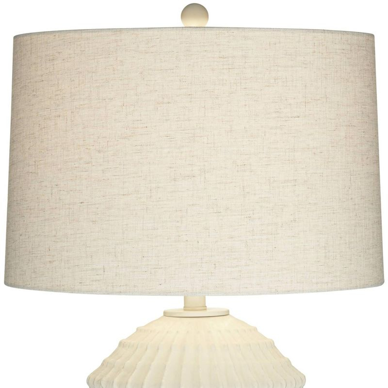 360 Lighting Hopewell 30" Tall Large Coastal Modern End Table Lamp Ridge Pattern White Single Living Room Bedroom Bedside Nightstand House Office