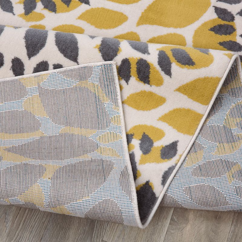 World Rug Gallery Modern Floral Circles Yellow 6'6" x 9' Area Rug