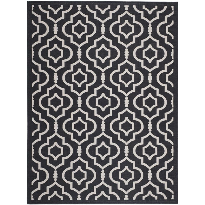 Courtyard CY6926 Power Loomed Indoor and Outdoor Area Rug - Black/Beige - 5'3"x7'7" - Safavieh