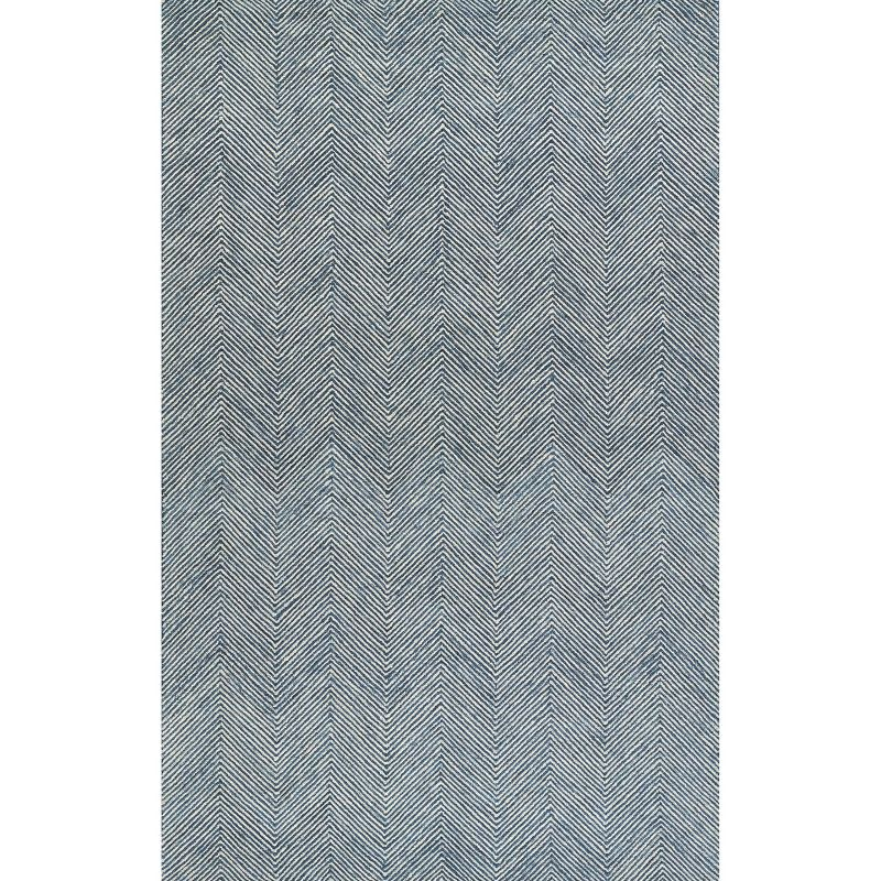 Momeni 8'x10' Charles Zig Zag Handtufted Area Rug Denim Blue: Wool, Cotton & Latex Backing, Low Pile, Indoor Use